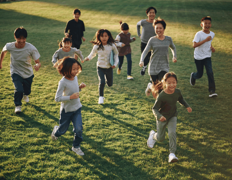 年輕人孩子奔跑玩樂